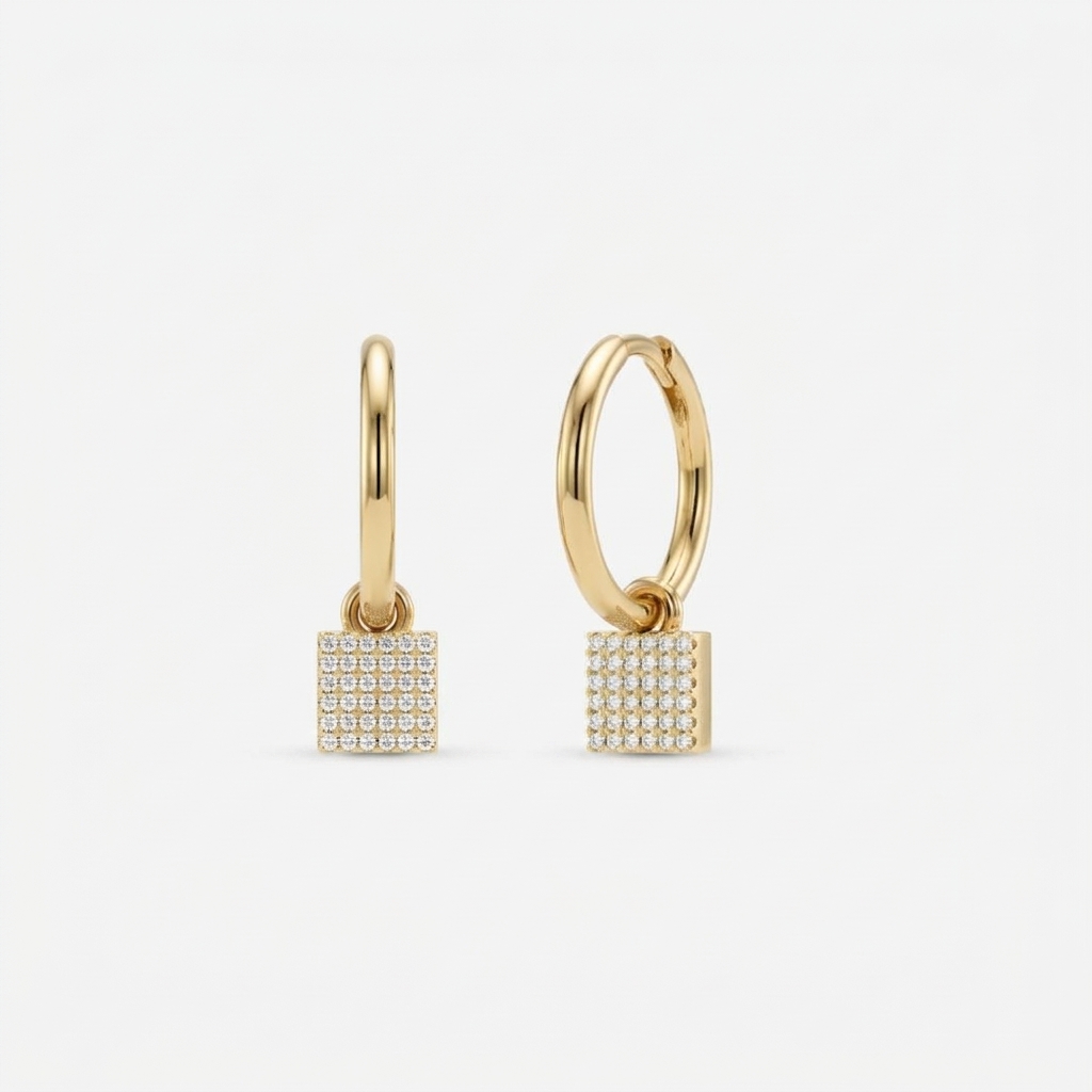 Flow Rectangle Studded Earring